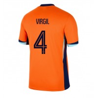 Camisa de Futebol Holanda Virgil van Dijk #4 Equipamento Principal Europeu 2024 Manga Curta